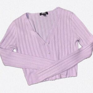 Missguided Lavender Ribbed Knit Top